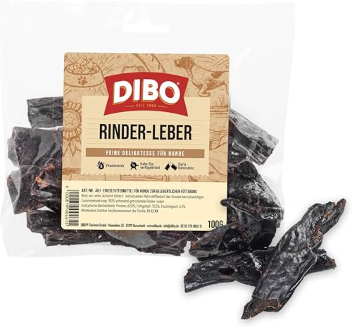 DIBO Fegato di manzo, sacchetto da 100 g, piccolo snack naturale o dolcetti per alimenti per cani, articoli da masticare di qualità senza prodotti chimici di DIBO (Confezione da 5)