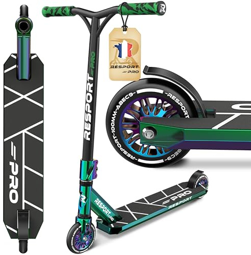 RE:SPORT® Stunt Scooter Roller REVO PRO für Kinder & Erwachsene mit Ständer | Profi Stuntroller 110mm PU Wheels & Y-Bar | Stuntscooter Kickscooter ABEC 9 Kugellager | Tretroller Trickroller Cityroller