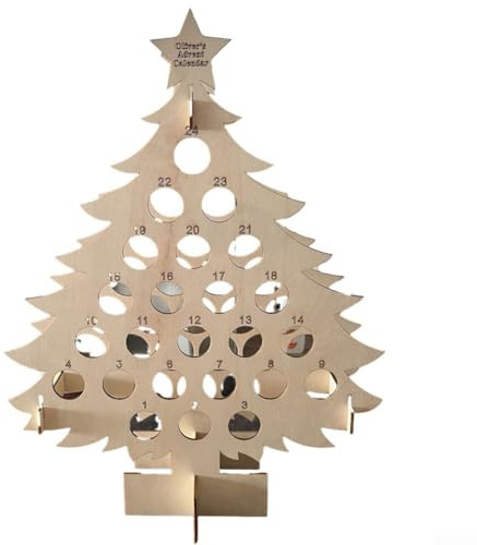 LatoYard Adventskalender Weinregal aus Holz für 2024, Weihnachts-Countdown-Halter für Mini-Weine, mit DIY lackierbarem Holz-Finish für Urlaubsdekoration