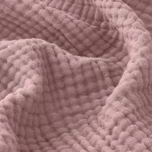 EMME Musselin-Decke 150x200 Baumwolle Oeko-TEX Erwachsene Tagesdecke,Rosa | Sommer-Überwurf Decken Für Couch Atmungsaktive Gaze-Decke Alle Jahreszeiten Weich & Leicht Vorgewaschene Baumwolldecke Sofa