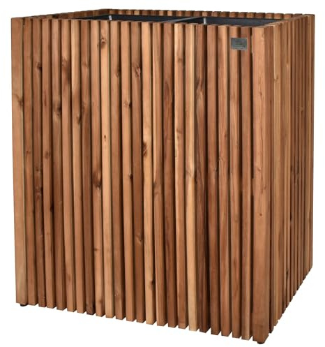 lamorenda Raumteiler Pflanzgefäß Pflanzkübel Blumenkübel Holz Akazie inkl. Kunststoffeinsatz 66 x 36,5 x 72 cm Dunkelbraun