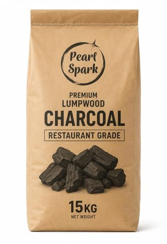 Premium Lumpwood Charcoal 15kg | Large Restaurant Grade Hardwood Lumps | Long Burning BBQ Charcoal | Low Dust & Low Ash | Natural Hardwood Charcoal | Ideal for Kamado, Kettle & Ceramic Grills
