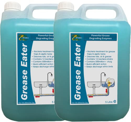 Hydra Grease Eater - Grease Trap Enzyme Cleaner & Degreaser | Heavy Duty Cleaning Product & Degreasing Enzyme for Kitchens & Sinks | 2x5 L