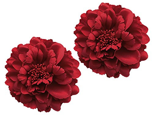 BONAMART ® 2 Stück Frauen Baby Mädchen Kinder Blumen Haarspangen Set Schleife Haarschmuck Pfingstrose Rote