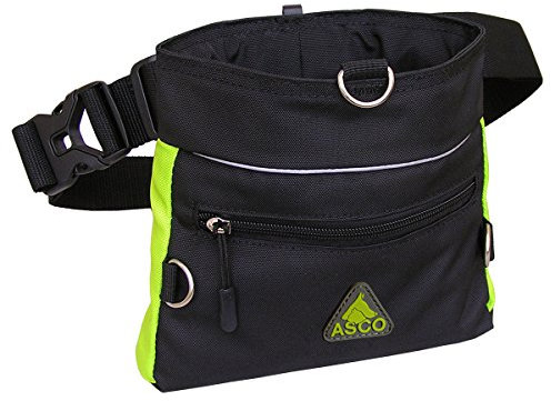 ASCO Futterbeutel QuickTouch, Leckerlibeutel für Hunde, Pferde mit Einhand-Schnappverschluss, Premium Futtertasche 20 x 20 cm, Leckerlitasche grün
