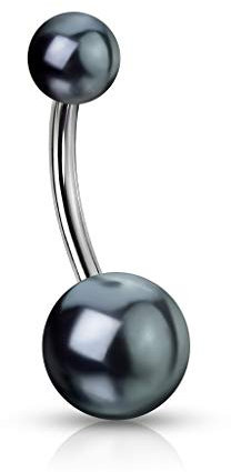 Paula & Fritz® Bauch-nabelpiercing Bananabell Bauch-Piercing Synthetische Perlen matt Weiß Pink Schwarz Edelstahl Chirurgenstahl 316L NSQ-1479_K_FBS