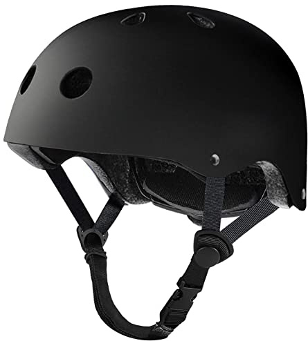 Tourdarson Skateboard Helmet Impact Resistance Ventilation for Youth & Adults (Black,Medium)