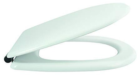 MSV MS4657 Abattant WC à fermeture lente avec charnières en acier inoxydable antibactériennes et facile à nettoyer et démontage rapide Blanc