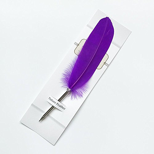 Stylo à bille plume à encre noire pour signature de mariage, cadeau de Noël (violet)