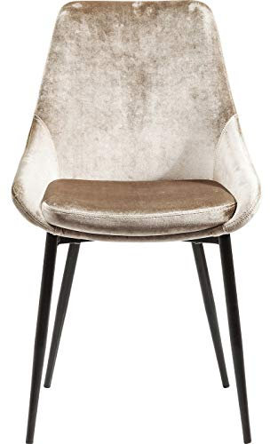 Kare Design Stuhl East Side Pearl, Beige, Esszimmerstuhl, Samtoptik, Stahlfüße, Modern, Wohnzimmer, Esszimmer, 95x52x63 cm (H/B/T)