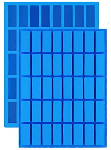 Mity rain 2 pack 40 Cavity Narrow Rectangle Silicone Caramel Candy Molds | Chocolate Bar Mold for Truffles, Ganache, Jelly, Praline, Brownie, Butter, Ice Cube Tray