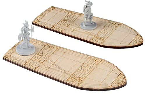 CZYY DND Rowboat Miniatures, Set of 2 Wooden Gridded Miniature Terrain