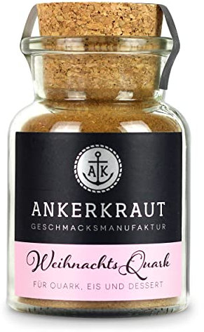 Ankerkraut Weihnachtsquark mit Tonkabohne, Zucker mit Gewürzen für süßen Quark, 115g im Korkenglas