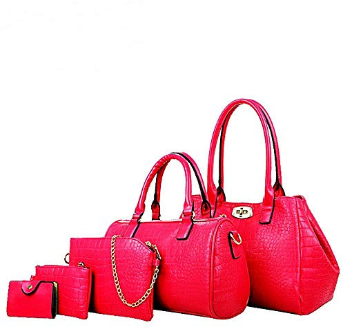 Bolsos de piel sintética - mujer - pitón - lote 5 piezas - fucsia - idea de regalo de cumpleaños