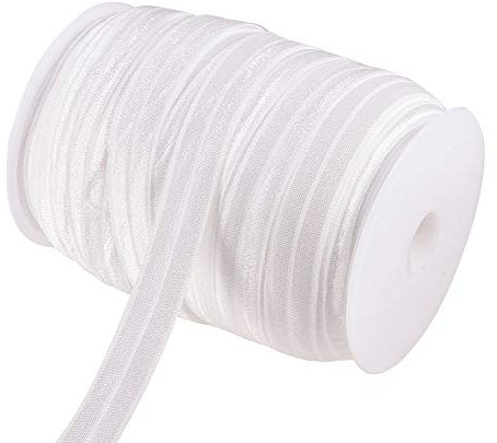 BENECREAT 82 Yards 15mm breite Falte über Gummiband White Foldover Elastics Stretch für Haargummis Stirnbänder Kleidungsstück Nähen