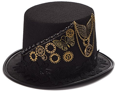 GRACEART Unisex Steampunk Hut Steampunk Zylinder Hut für Männer oder Frauen (DE/NL/SE/PL, Alphanumerisch, M, Style-31)