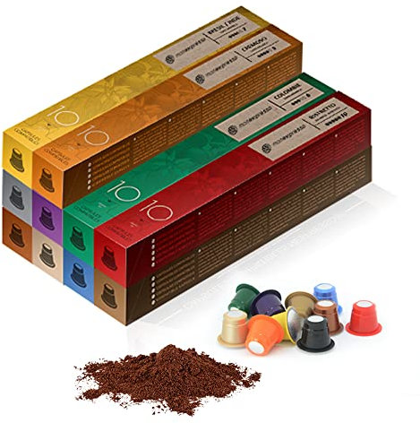 100 Capsules Café pour Nespresso ★ Pack Découverte ★ 10 paquets de 10 Capsules ★ Torréfié Artisanalement en France ★ Café de Qualité ★ Satisfait ou Remboursé ★