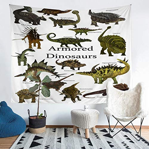 Dinosaurier Tapisserie Gepanzerter Dinosaurier Wandteppich 175x230cm für Kinder Jungen Erwachsene Jungle Tiere Gedruckt Wandbehang Tierwelt Wandkunst