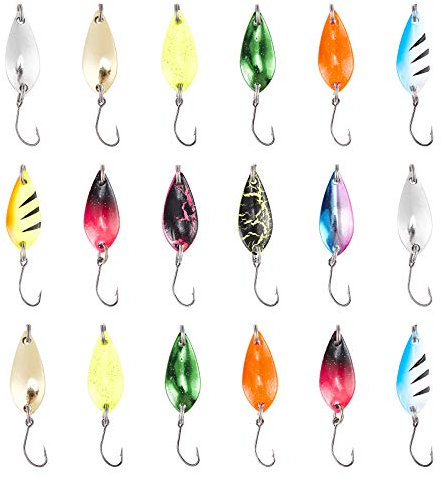 SUPERFINDINGS 24pcs Fishing Spoon Lure Set 30x12x3mm Metal Baits Trout Spoon Set Lifelike Fish Hooks for Bass and Trout in Saltwater Freshwater