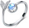 ZZXXYY Damenring 925 Sterling Silber Mode Hochzeit Einstellbare Open Crystal Mermaid Ring Für Frauen Damen Fingerring