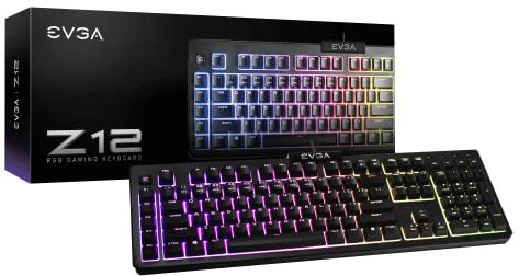 EVGA Z12 RGB Gaming Keyboard, RGB Backlit LED, 5 Programmable Macro Keys, Dedicated Media Keys, Water Resistant, US Layout 834-W0-12US-KR