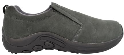 PDQ Mens Twin Gusset Slip On Real Suede Casual Shoes Grey 11 UK