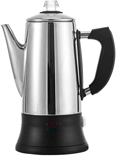 Qianli - Percolador de café de acero inoxidable de 12 tazas con corte en seco y protección contra sobrecalentamiento, elemento oculto, 1100 W, 1,8 L, color plateado