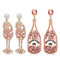 2 Pairs Rhinestone Champagne Bottle Earrings Crystal Wine Glass Dangle Earrings for Women Delicate Champagne Flute Earrings Party Celebration Jewelry Gifts, Zinc, Rhinestone