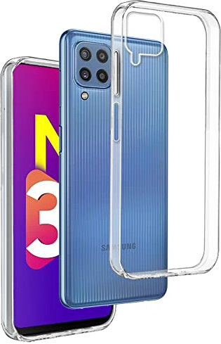 REY Cover in Gel TPU Trasparente per Samsung Galaxy M32 4G - F22 4G, Ultra Sottile 0,33 mm, Morbido Flessibile, Custodia Silicone