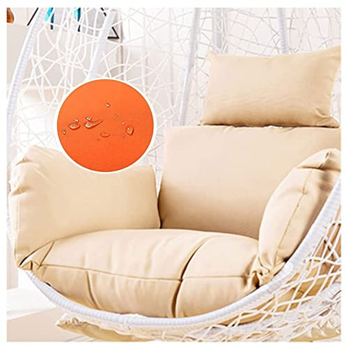 Kissen für Hängesessel, Schaukel Hängenden Korb Sitzkissen, Wasserdichtes Dickes Auflagen Polster für Rattan Hängesschaukel Hängestuhl mit Kopfstütze für Patio-Garten(Color:Beige)