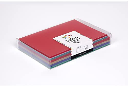 Clairefontaine 20915C - Coffret de 20 Enveloppes + 20 Cartes Noël Traditionnel - Enveloppes Format C6 (11,4x16,2cm) - Cartes Format 11x15,5cm - Correspondance Pollen - Noël Traditionnel - 4 Couleurs