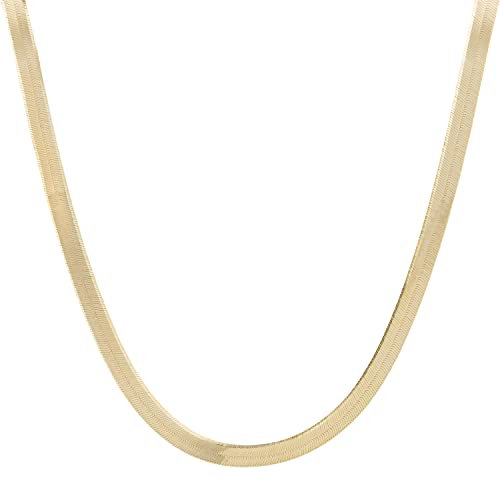 Ardeo Aurum Damen Kette aus 375 Gold Gelbgold flache Schlangenkette 3,4 mm Breite und 45 cm Länge mit Federringverschluss