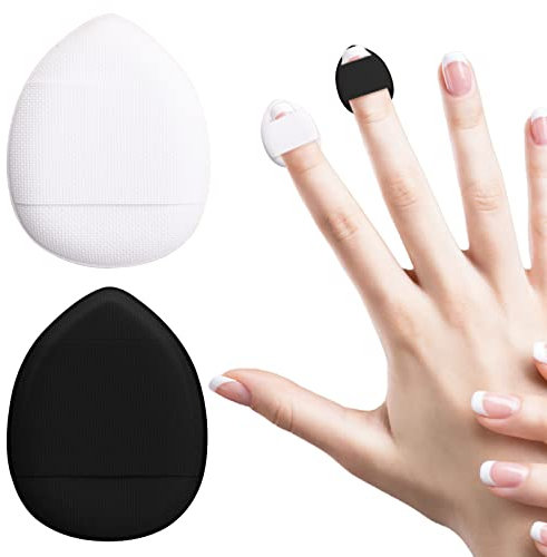 Sibba 2 Stück Lose Puderquasten Make-Up Einstellung Dreieck Gesichtskissen Beauty Blender Niedliche Kosmetik Tragbare Fingerhalter Strap Schwamm Kleine Aufbewahrung Foundation Puff Weiche Abdeckung