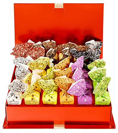GUSTONE. Geschenkset Schokoladen Trüffel im edlen Geschenkbuch- Antica Torroneria Tartufo | Trüffel dolce Tartufi | Trüffel-Pralines gemischt 30 Stück