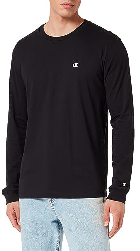 Champion Men's Legacy Basics-L-S Crewneck Long Sleeve T-Shirt, Black, M