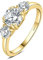 JewelryPalace Drei Stein Rund 1.4ct Moissanite Ring Damen, Verlobungsringe Silber 925 für Frauen, Hochzeitsring Damenring Simulierter Diamant Promise Ring, Mädchen Schmuck mit Stein Vergoldet 54