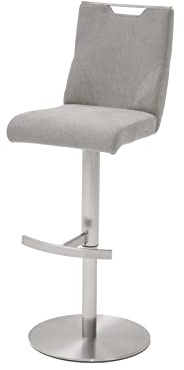 Robas Lund Barhocker Eisgrau Stoffbezug drehbar 360°, Barstuhl höhenverstellbar, Giulia C