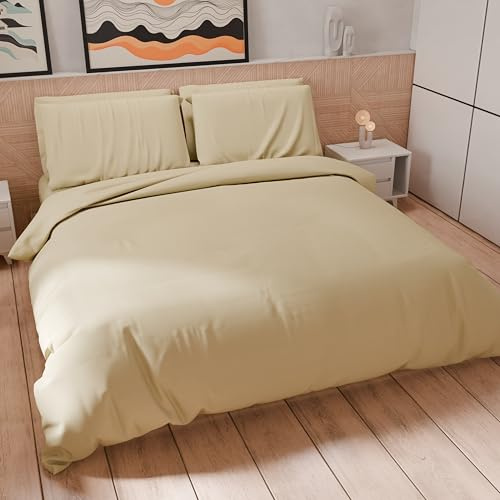 PETTI Artigiani Italiani - Duvet Cover and Pillow Cases in Microfibre, Plain Taupe, 100% Made in Italy
