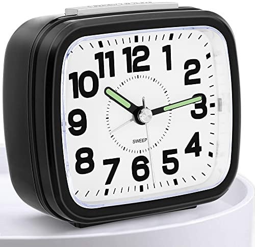 Titifeya Silent Alarm Clock Non Ticking Bedside Clocks Large Dial Display Battery Powered Snooze Night Light Easy to Operate for Home Bedroom Kitchen Table Office