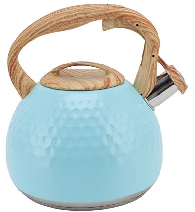 Bouilloire Flûte, Bouilloire à Thé Sifflante En Acier Inoxydable,3L, Bouilloire Vintage,Pour Eau Chaude Et Thé,Pour Cuisinières électriques,Cuisinières à Gaz,Cuisinières électriques En Céramique(bleu)