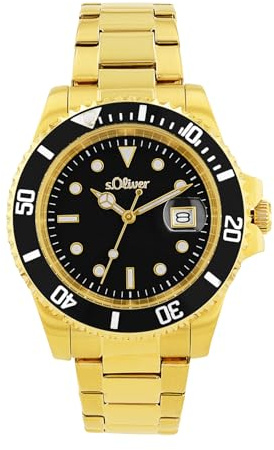 s.Oliver Armbanduhr Herren Quarzuhr analog, mit Edelstahl Armband, Silber, 5 bar wasserfest, Kommt in Uhren Geschenk Box, 2036547