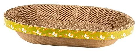Baoblaze Almohadillas de cartón corrugado para rascar ovaladas para gatos, rascador redondo de cartón para gatos, cama de entrenamiento para gatos, juguete rascador para protección de muebles de