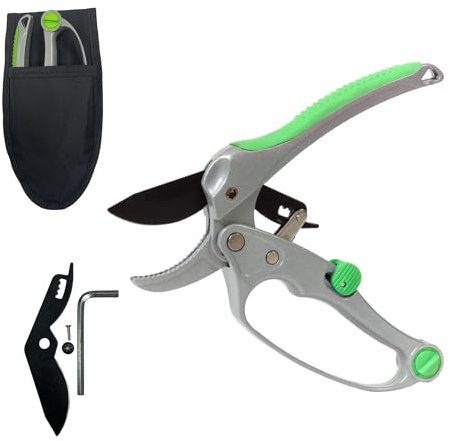 Meridiana® Forbici a Cricchetto PRO - per Potatura Professionale Giardino Troncarami per Rami, Piante e Siepi Fino a 20 mm di Diametro, Forbici da Giardino, Rivestimento Antiaderente