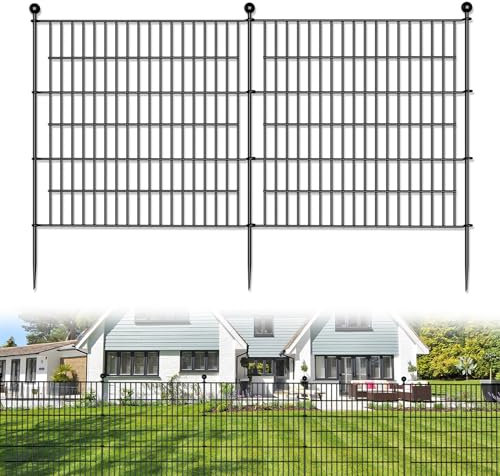 Lot de 10 panneaux de clôture de jardin décorative pour cour, clôture pour animaux en fil métallique antirouille pour chien, lapins et terrasse 81,3 cm (H) x 7,2 m (L)