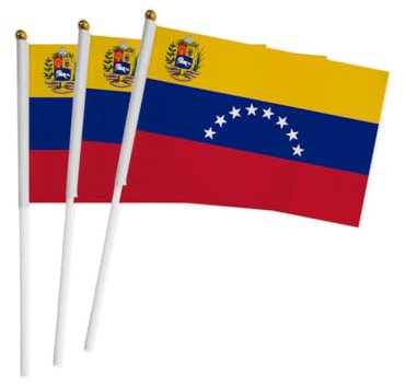 20 Piezas de Banderas de manivela de Venezuela para el día Nacional, Venezuela Mini Bandera portátil, Bandera Venezuela, Pequeña Bandera Venezuela, Mini Bandera Venezuela