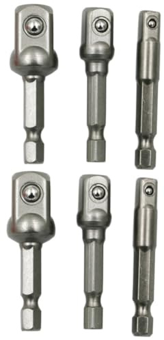 Kisangel 6stücke Teiliges Stecknussadapter-set Für Bohrmaschinen Sechskant Quadratische Verlängerung Kompatibel Aufsätzen Aus Edelstahl Und Chrom-vanadium Präzise Arbeiten
