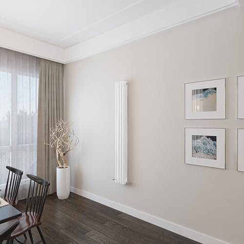 Acezanble∣1500 * 200mm Traditional 3 Column Radiator Vertical Tall Rads Cast Iron Style White Centre Heating