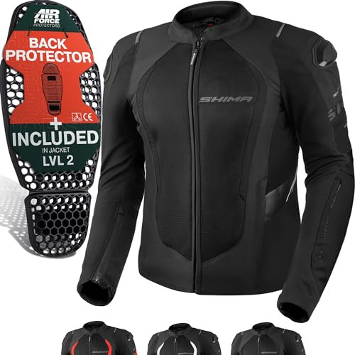 SHIMA MESH PRO 2.0 Motorrad Jacke Herren mit Protektoren AIRFORCE Rückenprotektor Motorradjacke Sommer Schulter Protektor Ellbogen Textiljacke Schutzjacken Protektorenjacke (Männer, Schwarz, M)
