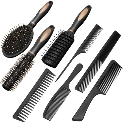 Yamitora 8 Stück Haarbürste Set,Massage Kämme,Hair Brush antistatisch,Edges Brush,Mehrere Stile für Frauen Männer Heimgebrauch, Reisen