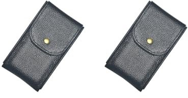 Adoorniequea 2 Set PU-Leder Uhrentasche Taschenuhr Aufbewahrungsbox mit Druckknopf schwarz